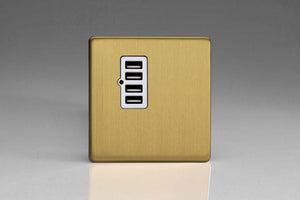 Varilight XDBU4WS - 4 Gang 5V DC 4800mA USB Charging Port (Single Plate)