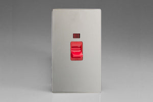 Varilight XDC45NS - 45A Cooker Switch + Neon (Vertical Twin Plate, Red Rocker)