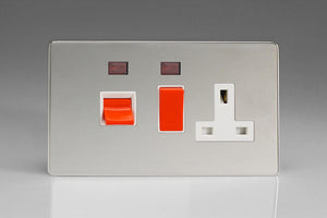 Varilight XDC45PNWS - 45A Cooker Panel + Neon with 13A Double Pole Switched Socket Outlet (Red Rocker)