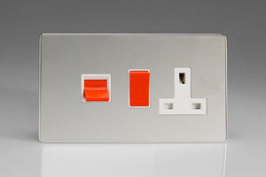 Varilight XDC45PWS - 45A Cooker Panel with 13A Double Pole Switched Socket Outlet (Red Rocker)