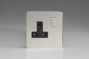 Varilight XDC4BS - 1-Gang 13A Double Pole Switched Socket with Metal Rockers