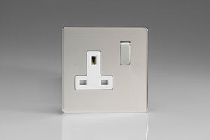Varilight XDC4WS - 1-Gang 13A Double Pole Switched Socket with Metal Rockers