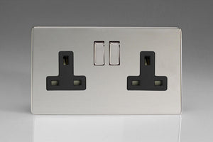 Varilight XDC5BS - 2-Gang 13A Double Pole Switched Socket with Metal Rockers