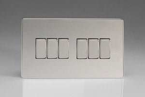 Varilight XDC96S - 6-Gang 10A 1- or 2-Way Rocker Switch (Twin Plate)