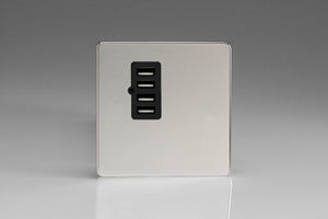 Varilight XDCU4BS - 4 Gang 5V DC 4800mA USB Charging Port (Single Plate)