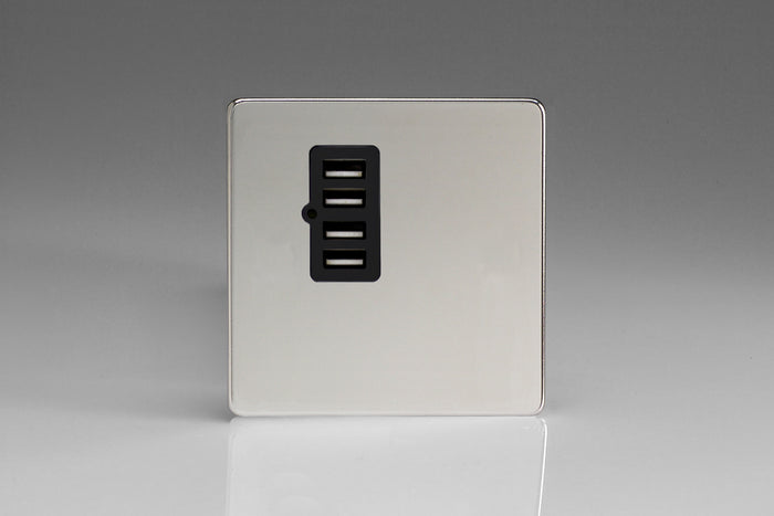 Varilight XDCU4BS - 4 Gang 5V DC 4800mA USB Charging Port (Single Plate)