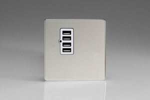 Varilight XDCU4WS - 4 Gang 5V DC 4800mA USB Charging Port (Single Plate)