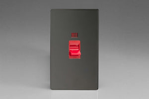 Varilight XDI45NS - 45A Cooker Switch + Neon (Vertical Twin Plate, Red Rocker)
