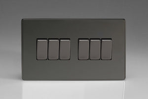 Varilight XDI96S - 6-Gang 10A 1- or 2-Way Rocker Switch (Twin Plate)