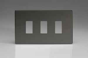 Varilight XDIPGY3S - 3-Gang Screwless PowerGrid Plate including Yoke (Twin Plate)