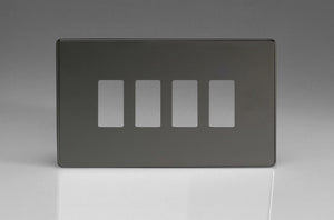 Varilight XDIPGY4S - 4-Gang Screwless PowerGrid Plate including Yoke (Twin Plate)