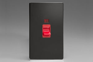 Varilight XDL45NS - 45A Cooker Switch + Neon (Vertical Twin Plate, Red Rocker)