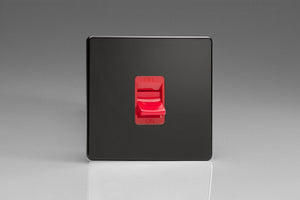Varilight XDL45SS - 45A Cooker Switch (Single Plate, Red Rocker)