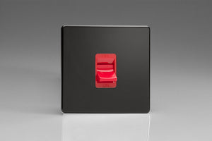 Varilight XDL45SS - 45A Cooker Switch (Single Plate, Red Rocker)
