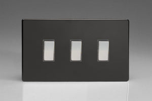 Varilight XDL93S - 3-Gang 10A 1- or 2-Way Rocker Switch (Twin Plate)