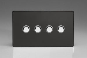 Varilight XDLP4S - 4-Gang 6A 1- or 2-Way Push-On/Off Impulse Switch (Twin Plate)
