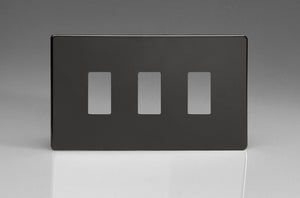Varilight XDLPGY3S - 3-Gang Screwless PowerGrid Plate including Yoke (Twin Plate)