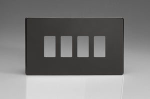 Varilight XDLPGY4S - 4-Gang Screwless PowerGrid Plate including Yoke (Twin Plate)