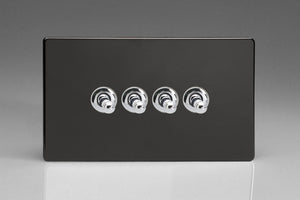 Varilight XDLT9S - 4-Gang 10A 1- or 2-Way Toggle Switch (Twin Plate)