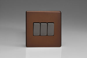 Varilight XDM3S - 3-Gang 10A 1- or 2-Way Rocker Switch