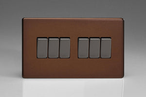 Varilight XDM96S - 6-Gang 10A 1- or 2-Way Rocker Switch (Twin Plate)