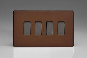 Varilight XDM9S - 4-Gang 10A 1- or 2-Way Rocker Switch (Twin Plate)