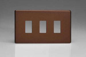 Varilight XDMPGY3S - 3-Gang Screwless PowerGrid Plate including Yoke (Twin Plate)