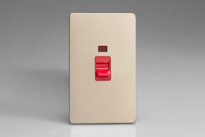 Varilight XDN45NS - 45A Cooker Switch + Neon (Vertical Twin Plate, Red Rocker)