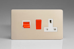Varilight XDN45PWS - 45A Cooker Panel with 13A Double Pole Switched Socket Outlet (Red Rocker)