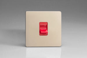 Varilight XDN45SS - 45A Cooker Switch (Single Plate, Red Rocker)