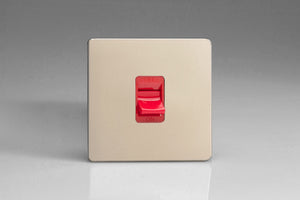 Varilight XDN45SS - 45A Cooker Switch (Single Plate, Red Rocker)