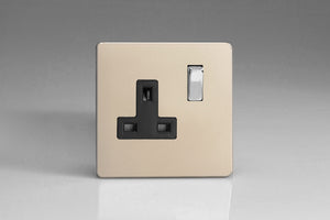 Varilight XDN4BS - 1-Gang 13A Double Pole Switched Socket with Metal Rockers