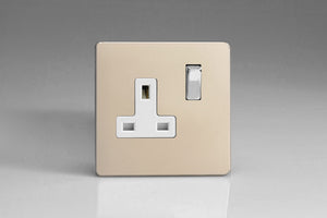 Varilight XDN4WS - 1-Gang 13A Double Pole Switched Socket with Metal Rockers