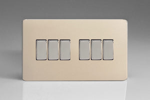 Varilight XDN96S - 6-Gang 10A 1- or 2-Way Rocker Switch (Twin Plate)