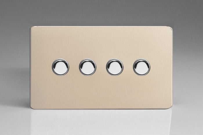 Varilight IJDNS004S - 4-Gang Tactile Touch Control Dimming Slave for use with Master on 2-Way Circuits (Twin Plate)