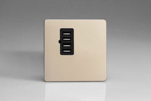Varilight XDNU4BS - 4 Gang 5V DC 4800mA USB Charging Port (Single Plate)
