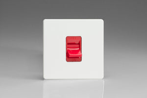 Varilight XDQ45SS - 45A Cooker Switch (Single Plate, Red Rocker)