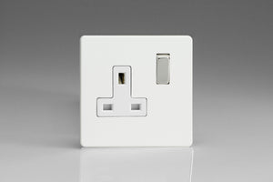 Varilight XDQ4WS - 1-Gang 13A Double Pole Switched Socket with Metal Rockers