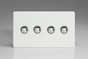 Varilight XDQP4S - 4-Gang 6A 1- or 2-Way Push-On/Off Impulse Switch (Twin Plate)