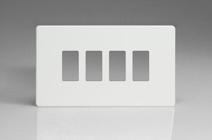 Varilight XDQPGY4S - 4-Gang Screwless PowerGrid Plate including Yoke (Twin Plate)