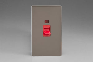 Varilight XDR45NS - 45A Cooker Switch + Neon (Vertical Twin Plate, Red Rocker)