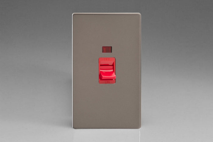 Varilight XDR45NS - 45A Cooker Switch + Neon (Vertical Twin Plate, Red Rocker)