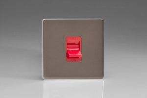Varilight XDR45SS - 45A Cooker Switch (Single Plate, Red Rocker)