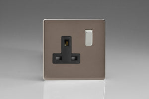 Varilight XDR4BS - 1-Gang 13A Double Pole Switched Socket with Metal Rockers