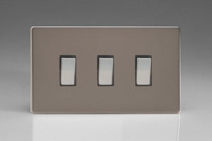 Varilight XDR93S - 3-Gang 10A 1- or 2-Way Rocker Switch (Twin Plate)