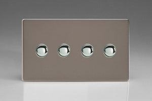 Varilight XDRM4S - 4-Gang 6A 1-Way Push-to-Make Momentary Switch (Twin Plate)