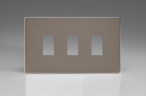 Varilight XDRPGY3S - 3-Gang Screwless PowerGrid Plate including Yoke (Twin Plate)