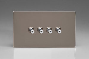 Varilight XDRT9S - 4-Gang 10A 1- or 2-Way Toggle Switch (Twin Plate)
