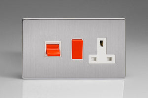 Varilight XDS45PWS - 45A Cooker Panel with 13A Double Pole Switched Socket Outlet (Red Rocker)
