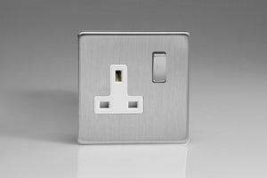Varilight XDS4WS - 1-Gang 13A Double Pole Switched Socket with Metal Rockers